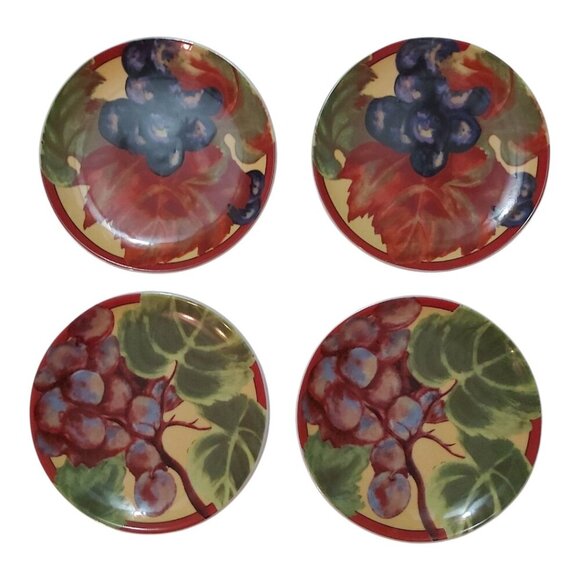 Set of 4 BIA Vendange Saucer Plates with Grape Leaf Motif - Picture 4 of 8